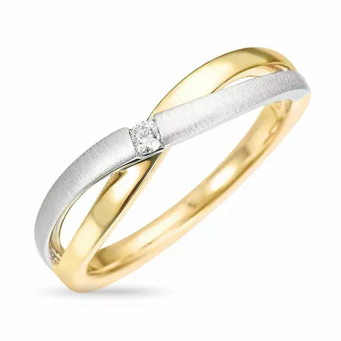 abstraktem Diamant Ring in 14 Karat Gold- und Weißgold 0,04 ct
