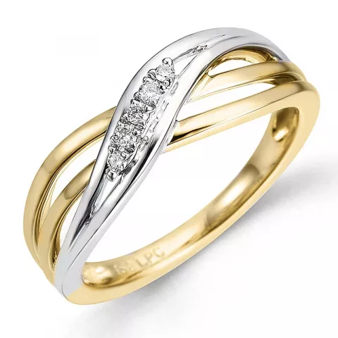 breit Diamant Ring in 14 Karat Gold- und Weißgold 0,053 ct