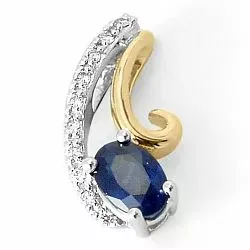 abstraktem Saphir Diamantanhänger in 14 karat Gold- und Weißgold 0,05 ct 0,65 ct