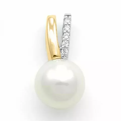 Perle Diamantanhänger in 14 karat Gold- und Weißgold 0,02 ct