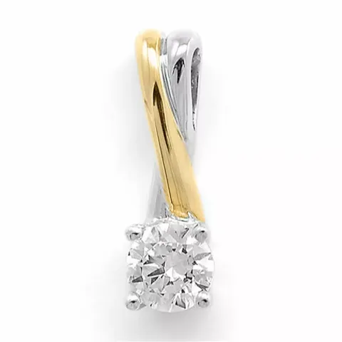viereckigem Diamantanhänger in 14 karat Gold- und Weißgold 0,26 ct
