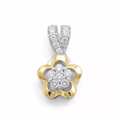 Blumen Diamantanhänger in 14 karat Gold- und Weißgold 0,24 ct