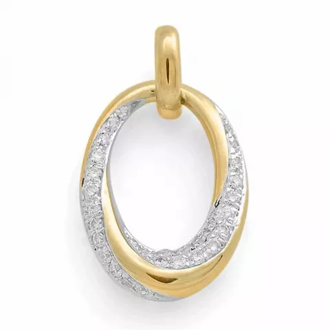 Echten Diamantanhänger in 14 karat Gold- und Weißgold 0,16 ct