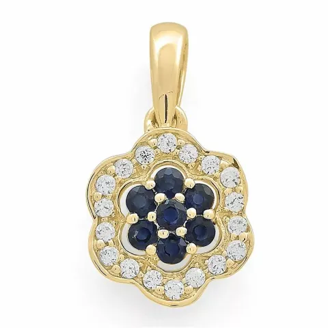 Blumen Saphir Diamantanhänger in 14 karat Gold 0,11 ct 0,19 ct
