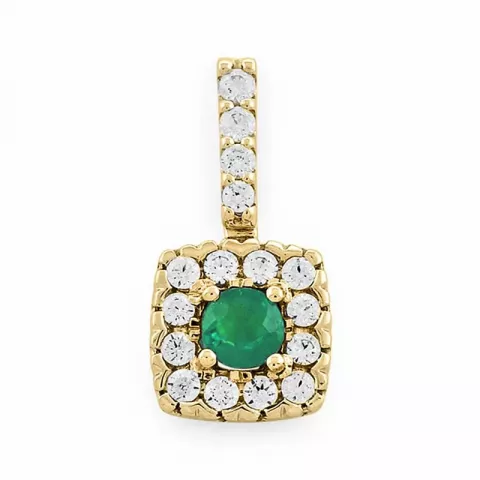 viereckigem Smaragd Diamantanhänger in 14 karat Gold 0,25 ct 0,20 ct