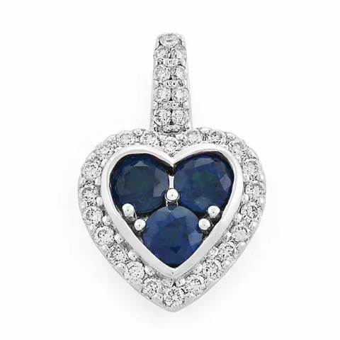 Herz blauem Saphir Diamantanhänger in 14 karat Weißgold 0,447 ct