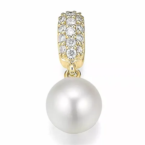 runder Perle Diamantanhänger in 14 karat Gold 0,135 ct