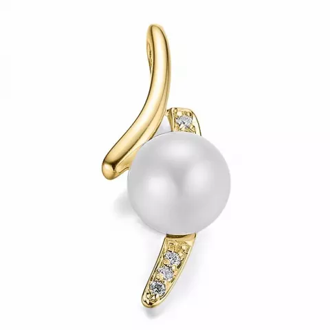 weißem Perle Diamantanhänger in 14 karat Gold 0,052 ct