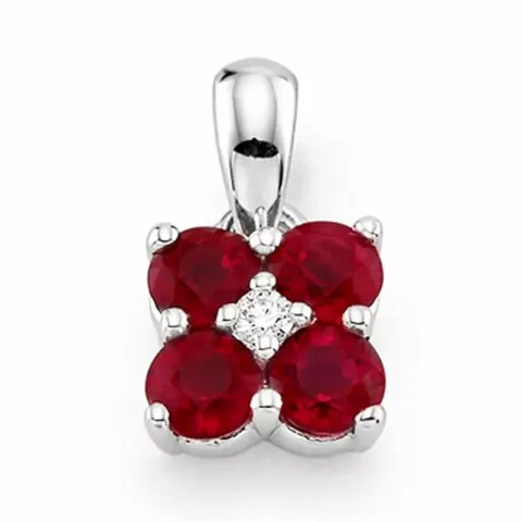 Trendy viereckigem Rubin Anhänger in 14 karat Weißgold 0,015 ct