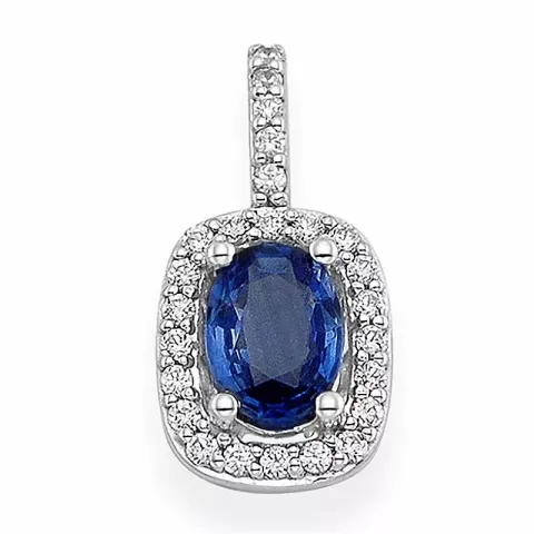 blauem Saphir Anhänger in 14 karat Weißgold 0,19 ct 1,05 ct