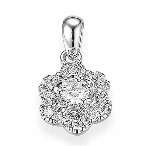 Blumen Diamant Anhänger in 14 karat Weißgold 0,11 ct 0,078 ct