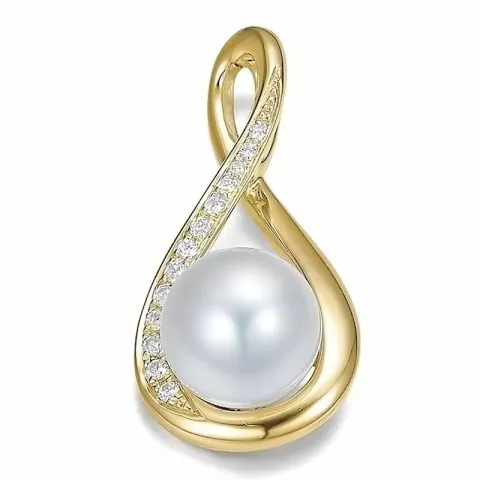 Weißem perle anhänger in 14 karat gold 0,097 ct