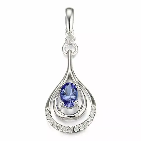 Tropfenförmigen Saphir Anhänger in 14 karat Weißgold 0,08 ct