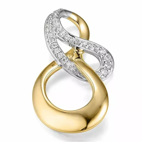 runder Diamant Anhänger in 14 karat Gold- und Weißgold 0,153 ct