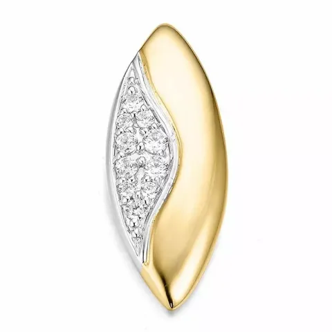 Ovaler Diamant Anhänger in 14 karat Gold- und Weißgold 0,214 ct