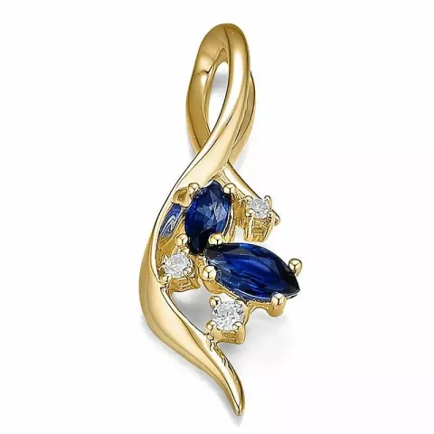 blauem Saphir Diamantanhänger in 14 karat Gold 0,051 ct