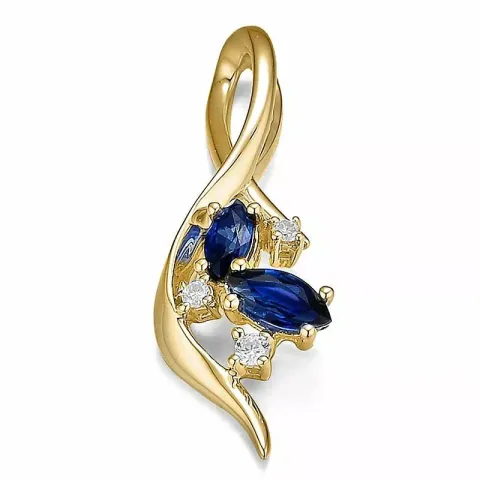 blauem Saphir Diamantanhänger in 14 karat Gold 0,051 ct 0,54 ct