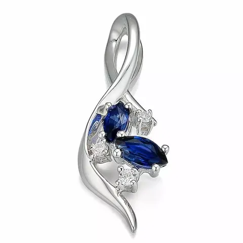 abstraktem blauem Saphir Anhänger in 14 karat Weißgold 0,051 ct