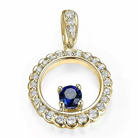 runder Saphir Diamantanhänger in 14 karat Gold 0,169 ct