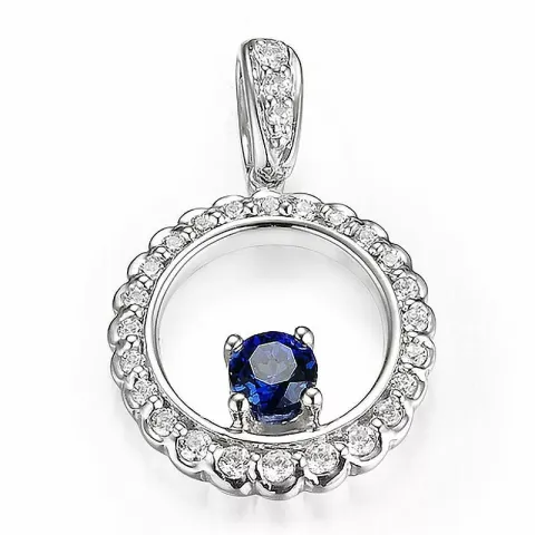 runder Saphir Diamantanhänger in 14 karat Weißgold 0,169 ct