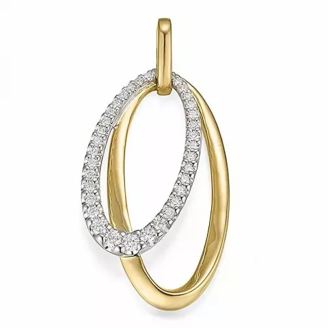 ovaler Diamantanhänger in 14 karat Gold- und Weißgold 0,342 ct