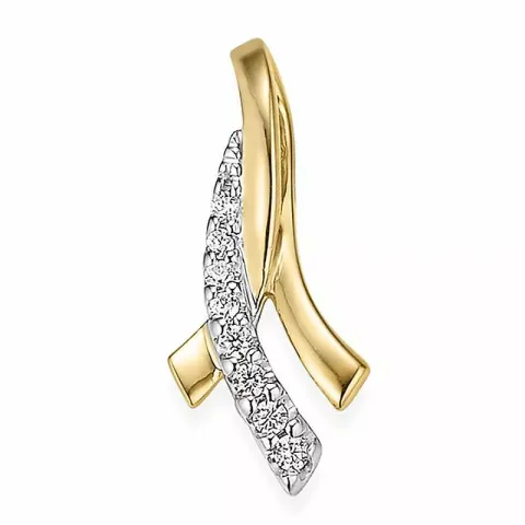 abstraktem Diamant Anhänger in 14 karat Gold- und Weißgold 0,05 ct