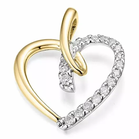 Herz Diamant Anhänger in 14 karat Gold- und Weißgold 0,195 ct