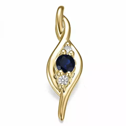 blauem Saphir Diamantanhänger in 14 karat Gold 0,034 ct
