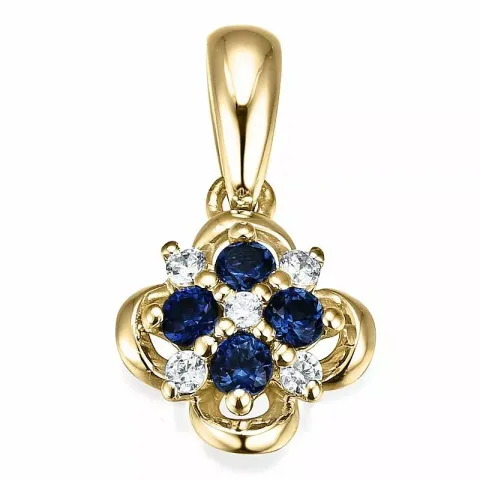 blauem Saphir Diamantanhänger in 14 karat Gold 0,052 ct 0,19 ct