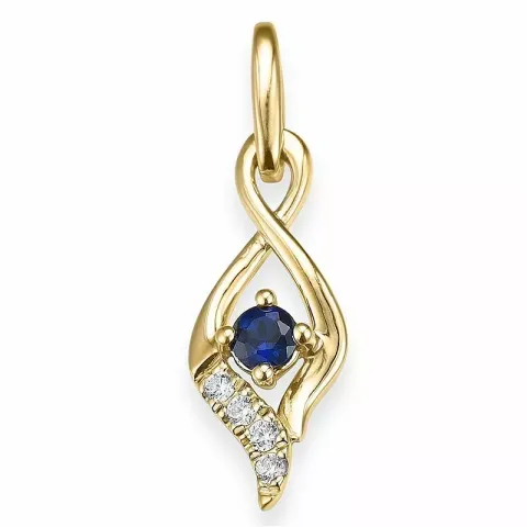 Saphir Diamantanhänger in 14 karat Gold 0,042 ct 0,14 ct