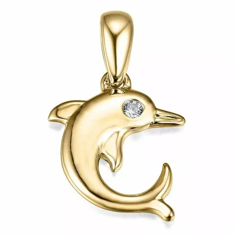 Delfin Diamant Anhänger in 14 karat Gold 0,01 ct