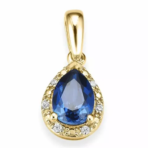 Tropfenförmigen saphir diamantanhänger in 14 karat gold 0,037 ct 0,80 (5 mm x 7mm) ct