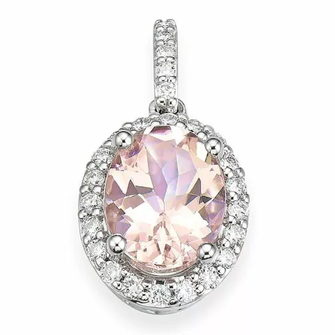ovaler morganit Anhänger in 14 karat Weißgold 0,165 ct 1,28 ct