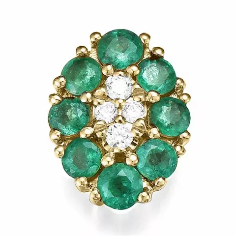 ovaler Smaragd Diamantanhänger in 14 karat Gold 0,76 ct 0,06 ct