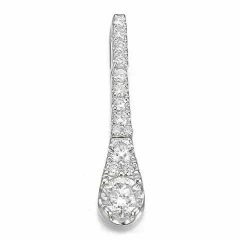 länglicher Diamant Anhänger in 14 karat Weißgold 0,26 ct 0,156 ct