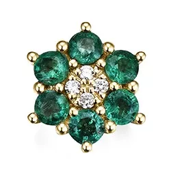 Blumen Smaragd Diamantanhänger in 14 karat Gold 0,86 ct 0,04 ct