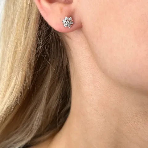 Stern Diamant Ohrstecker in 14 Karat Weißgold mit Diamant