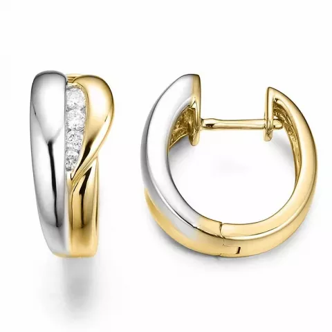 16 mm Diamant Kreole in 14 Karat Gold und Weißgold mit Diamant 