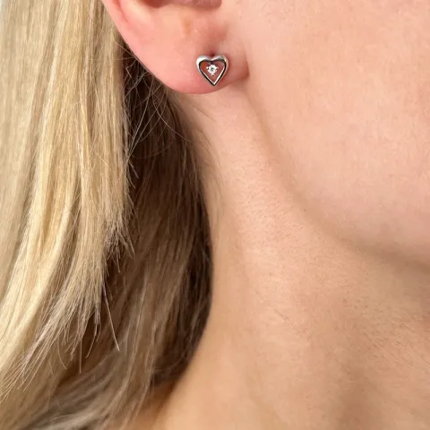 Kleinen Herz Diamant Ohrstecker in 14 Karat Weißgold mit Diamanten
