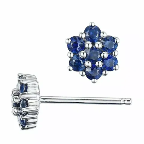 Kleinen Stern blauem Saphir Ohrstecker in 14 Karat Weißgold mit Saphiren
