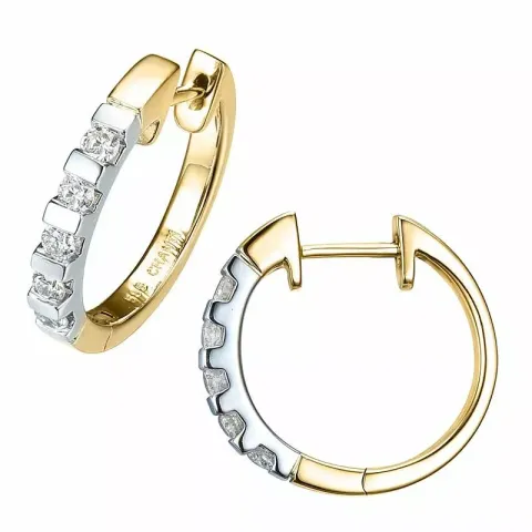16 mm Diamant Kreole in 14 Karat Gold und Weißgold mit Diamant