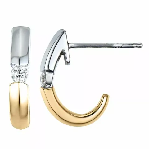 Trendy  Diamant Halbkreolen in 14 Karat Rotgold mit Diamanten 