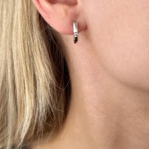 Trendy  Diamant Halbkreolen in 14 Karat Rotgold mit Diamanten 