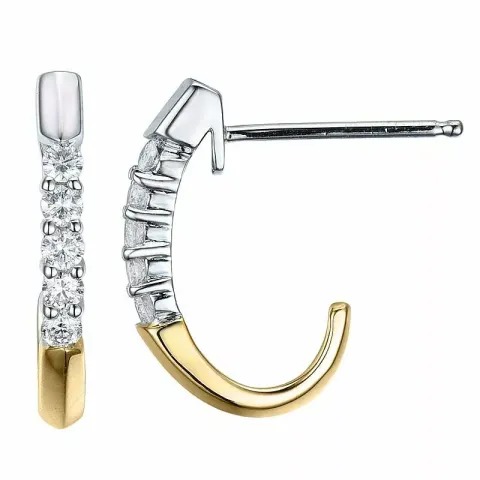Diamant Halbkreolen in 14 Karat Gold und Weißgold mit Diamant