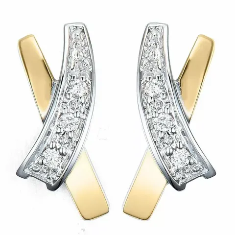 Diamant Ohrstecker in 14 Karat Gold und Weißgold mit Diamant 