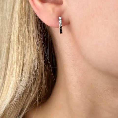Diamant Halbkreolen in 14 Karat Gold und Weißgold mit Diamant