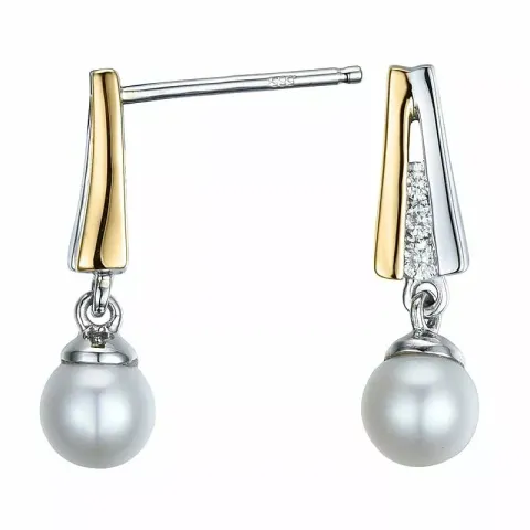 Perle Diamantohrringe in 14 Karat Gold und Weißgold mit Diamant