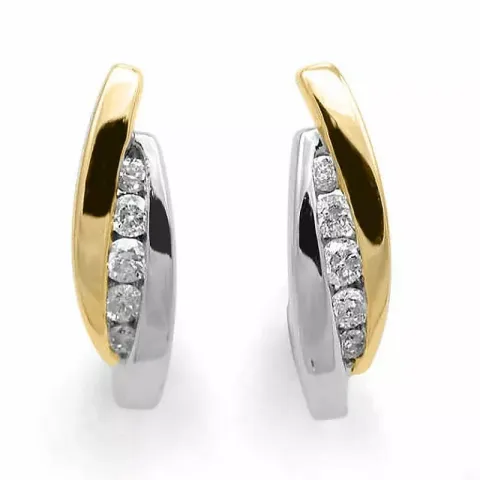 Echten Diamant Ohrstecker in 14 Karat Gold und Weißgold mit Diamanten