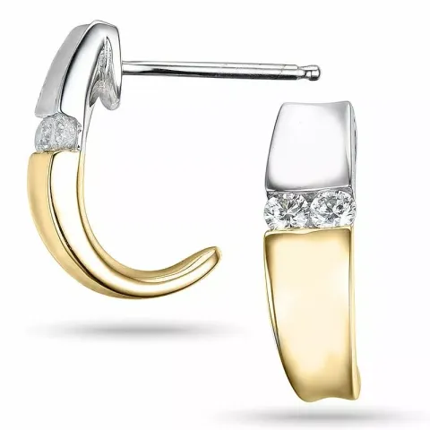 weißen Diamant Halbkreolen in 14 Karat Gold und Weißgold mit Diamant