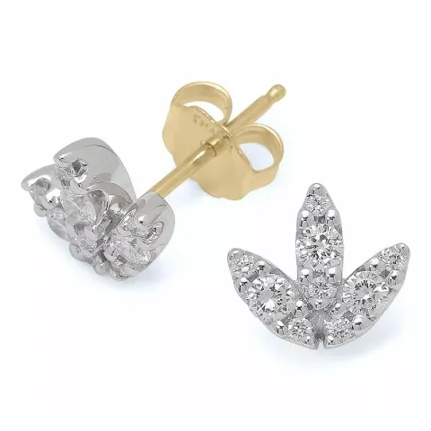 Blatt Diamantohrringe in 14 Karat Gold und Weißgold mit Diamanten